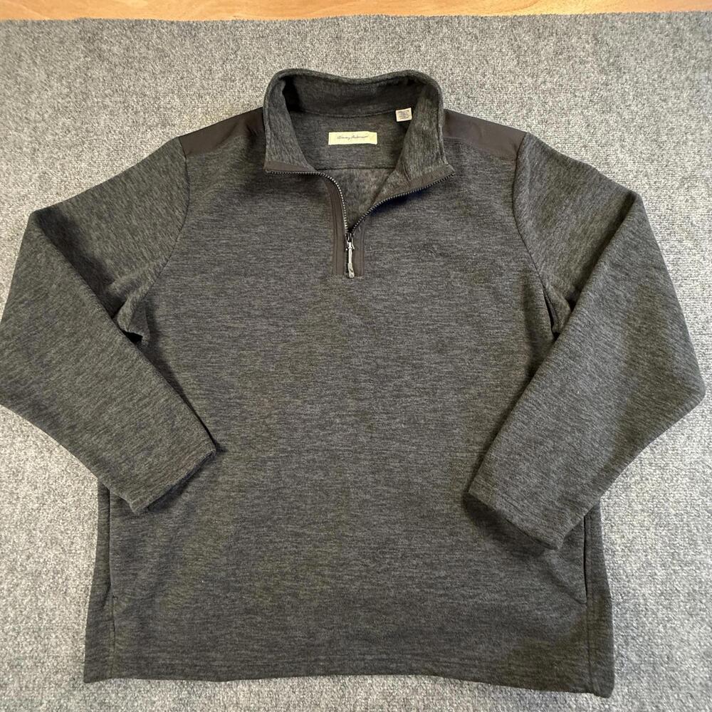 Tommy Bahama Mens Gray Quarter-Zip Pullover Fleece Sweater XXL 1830